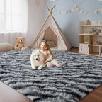 Fluffy Rugs for Living Room, 5x7 Ft Black White Zebra Shag Rugs for Bedroom - Image 3