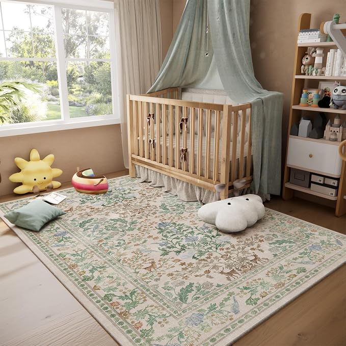 Washable Area Rugs for Living Room: 5x7 Bedroom Rug Vintage Area Rug Stain - Image 7