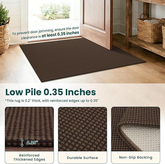 KOZYFLY Woven 3x7 Washable Kitchen Runner Rug, Non Slip Wide Runners - Image 4