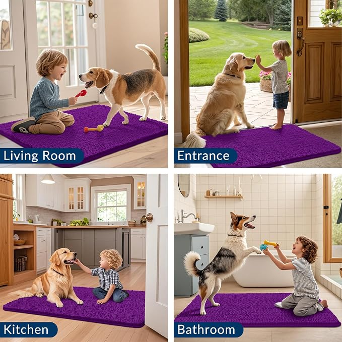 Smiry Dog Door Mat for Muddy Paws 40x32, Absorbent Dirt Trapper, Non-Slip - Image 7