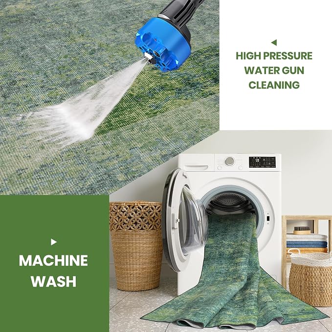 Washable Rugs 8x10 Area Rugs for Living Room, Ultra Soft Faux Wool Retro Carpets - Image 4