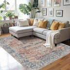 Rugxara 4x6 Rug for Living Room Bedroom, Washable Throw Rugs, Vintage Retro - Image 3