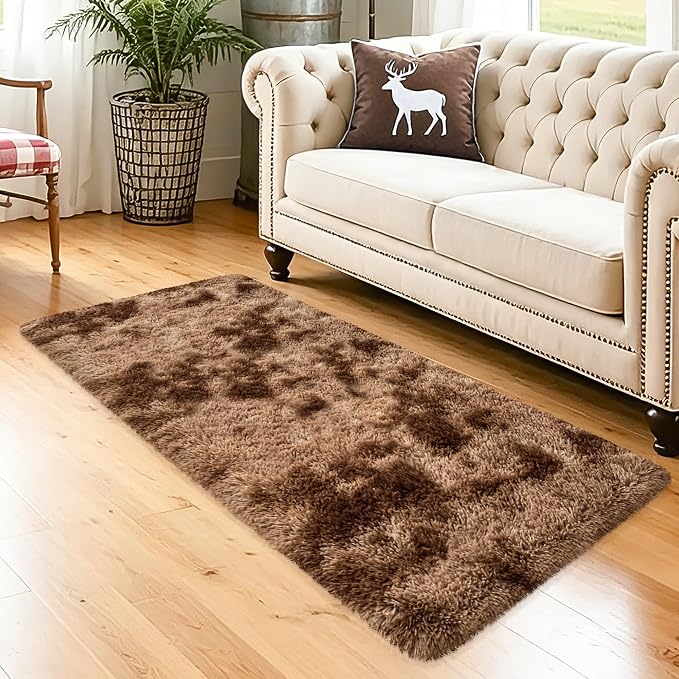 2x5 Feet Soft Fluffy Brown Runner Rug - Image 2