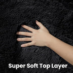 Black Round Fluffy Rug 5ft Plush Fuzzy Shaggy Carpet, Soft Rugs - Image 6
