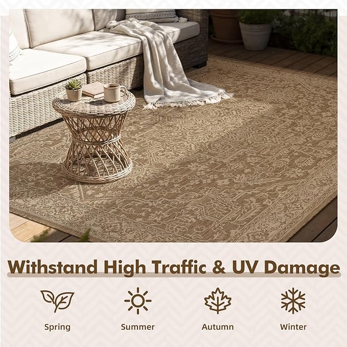MontVoo-Outdoor Rug-Patio Rug 6x9 ft Polypropylene Indoor Outdoor Rugs Carpet - Image 4