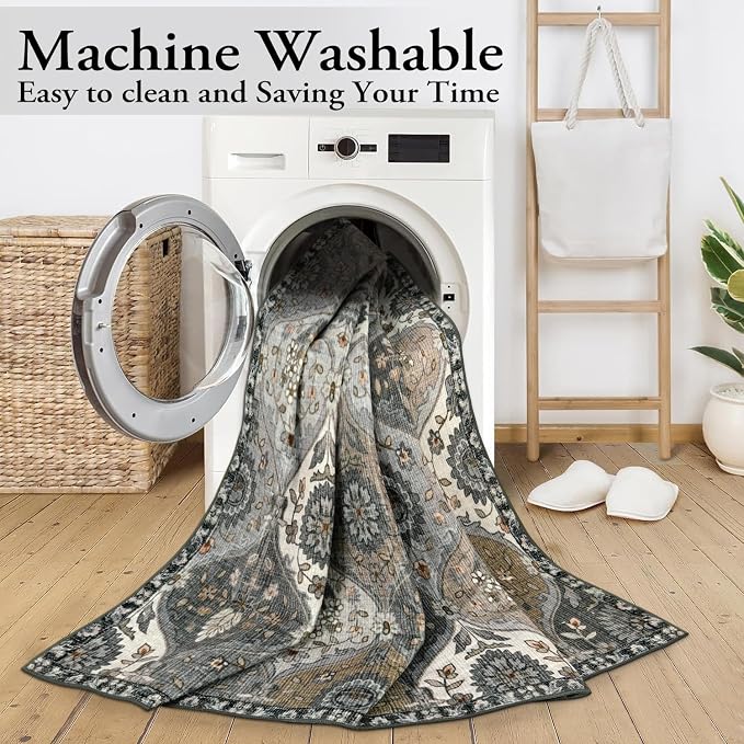 Lahome Moroccan Washable Living Room Rug, 5x8 Rugs - Image 5