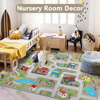 Capslpad Kids Rug Educational Play Rug 6.6' x 5' Traffic Road Kids Play Car Mat - Image 6