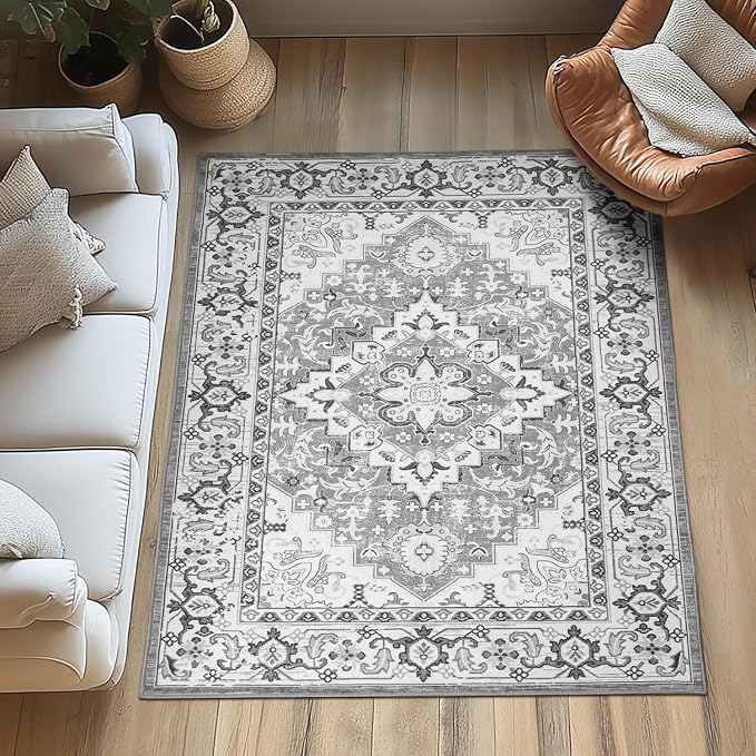 Lessymo 3 x 5 Area Rugs for Living Room- Machine Washable Area Rugs Boho Faux - Image 2