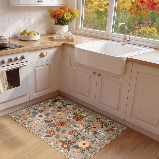 RELEANY Floral 2x3 Area Rugs Washable Print Boho Cute Carpet Non Slip Flower - Image 4