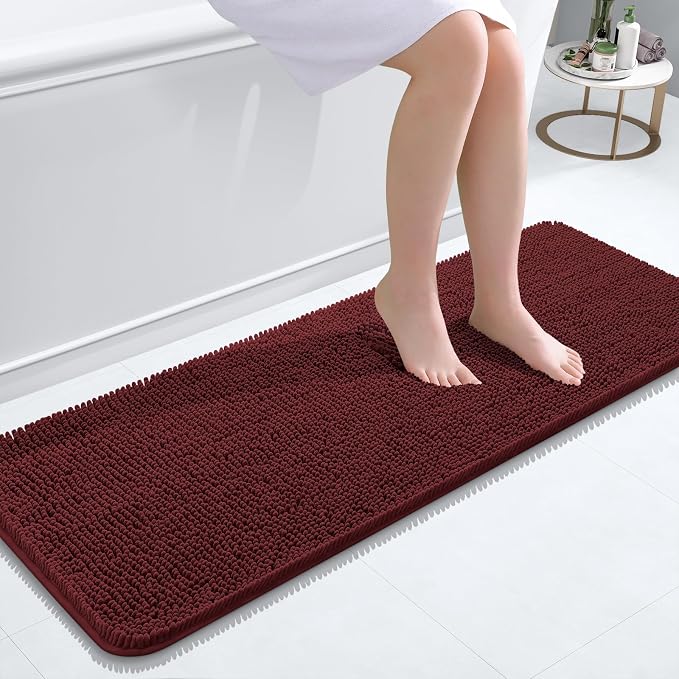 OLANLY Bathroom Runner Rugs 47x17, Soft Absorbent Chenille Bath Rugs, Rubber by OLANLY
