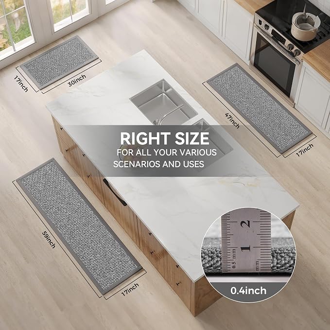 YDKGL Kitchen Runner Rugs Non Slip Washable Anti Fatigue, Super Absorbent 0.4" - Image 9