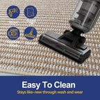 Faux Jute Hallway Runner Rug 2'x10', Washable & Non-Slip, Taupe & White | 0.27" - Image 3