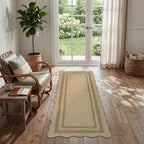 LIVEBOX Scalloped Easy Jute 2x5 Runner Kitchen Rug, Washable Non Slip Tan Rugs - Image 8