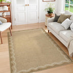 LIVEBOX Scalloped Washable Outdoor 5x7 Rug, Easy Jute Tan Rug - Image 9