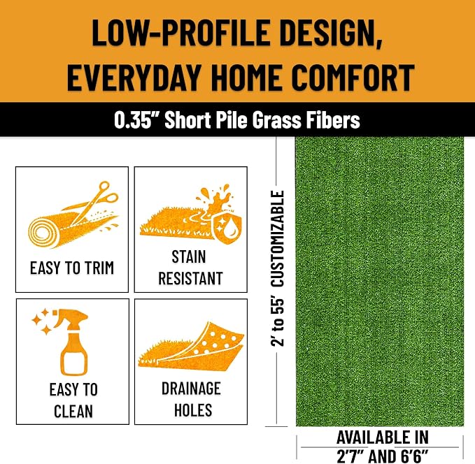 Ottomanson Artificial Turf Lite 78" x 26', Fake Grass Carpet - Image 6