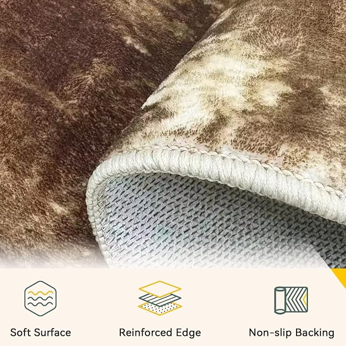RELEANY Washable Area Rugs 2'x6' Non-Slip Modern Abstract Soft - Image 5