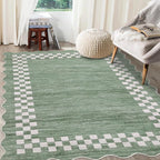 GarveeHome 10x13 Area Rug Large Living Room Scalloped Rug Non Slip Low Pile by GarveeHome