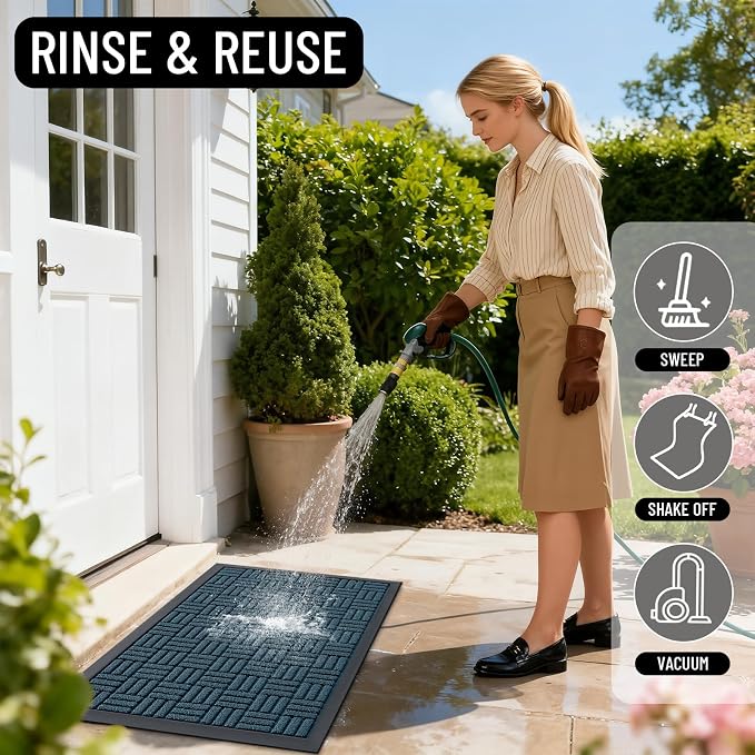 OLANLY Front Door Mat Outside Entrance 35x23, Heavy Duty Sturdy Natural Rubber - Image 8