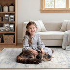 DCX 6x9 Haze Blue Rug, Machine Washable Stain Resistant Distressed Vintage Rug - Image 4