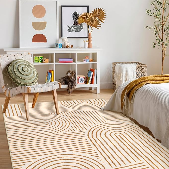 Lahome Abstract Washable Rugs 5x7, Non Slip Soft Living Room Rugs Ultra-Thin - Image 6