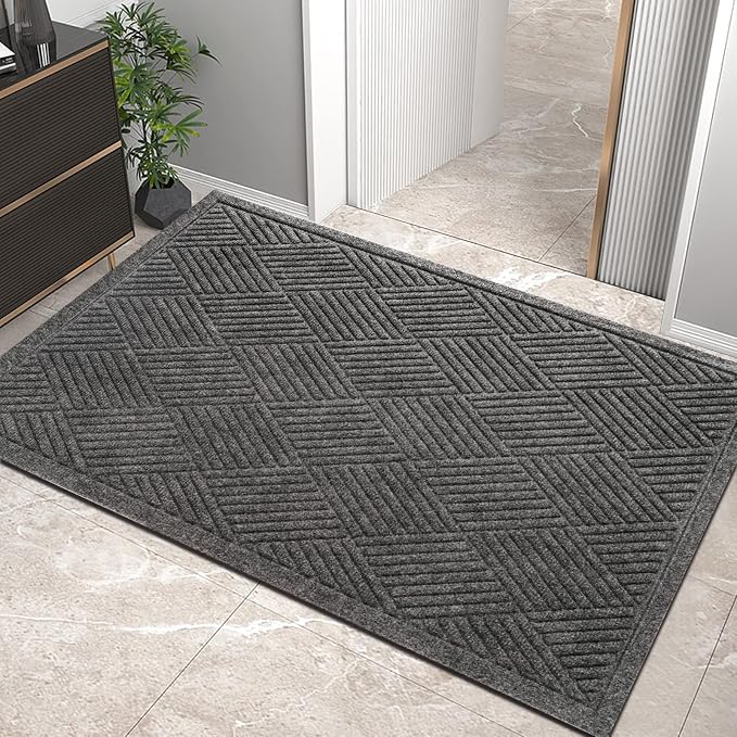 HIYARD Sturdy Front Door Mat, Absorbent Muddy Dirt Resist Welcome Door Mats by HIYARD