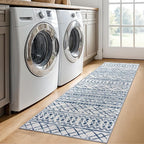 KUTA Moroccan Washable Runner Rug, 2x6 Non-Slip Vintage Blue White Boho Hallway - Image 4