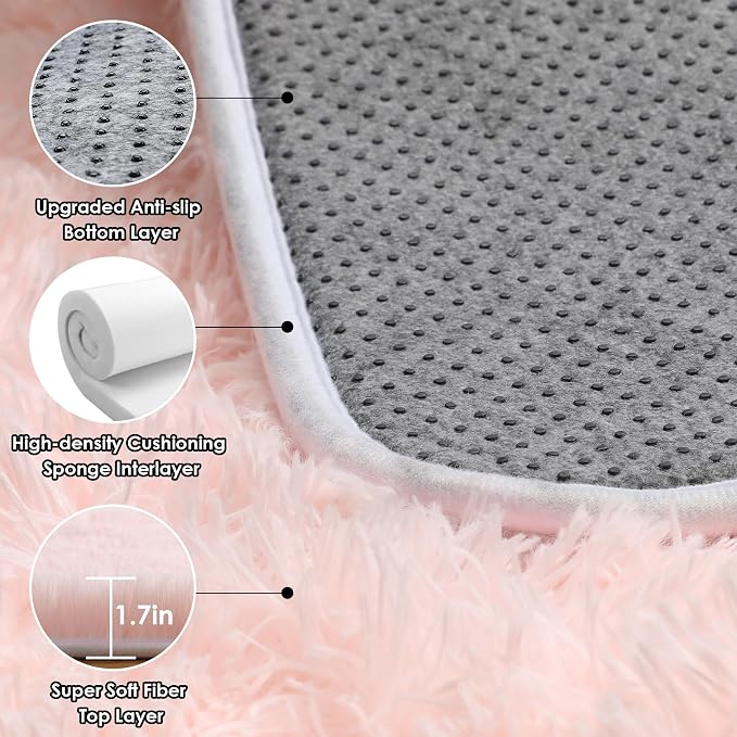 ONASAR Pink Runner Rugs for Bedroom Living Room, 2x6 Bedside Hallway Fluffy - Image 3