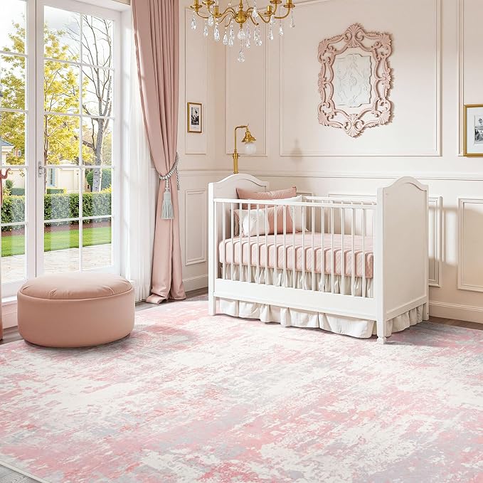 Rugflix 8x10 Area Rugs for Kids Girls Room, Washable Large Rug Stain-Resistant by RugflixAreaRugs