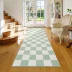 GarveeHome Checkered Sage Green 2x3 Washbale Rug Door Mat Geometric Diamond Dot - Image 3