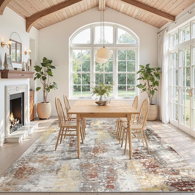 Toneed Abstract Area Rug Modern Washable Rug Soft Non Slip Rug Low Pile - Image 3