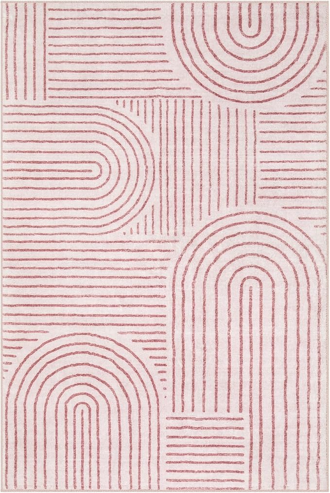 Lahome Abstract 6x9 Area Rugs, Soft Pink Rugs - Image 7
