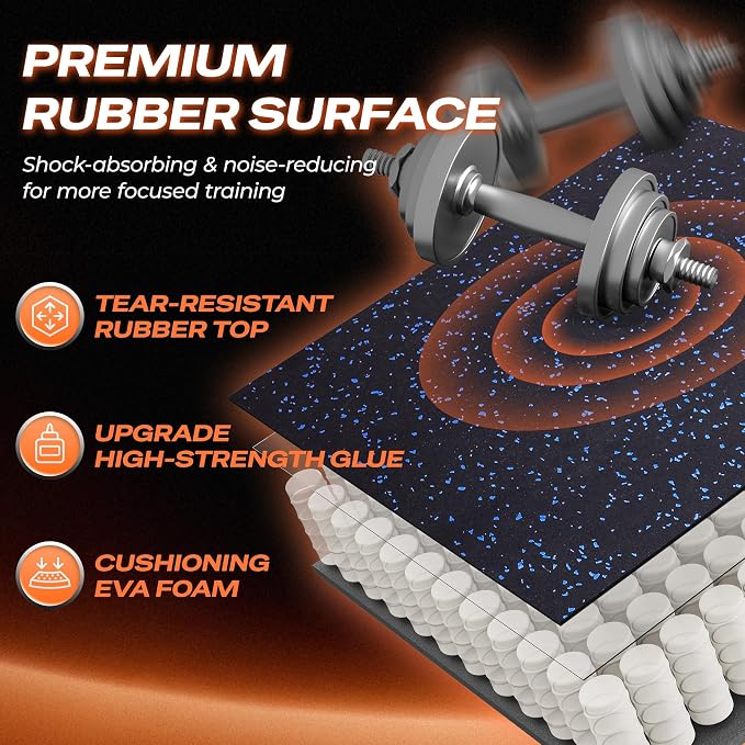 SUPERJARE 0.56'' Thick 36 Pcs 144 Sq Ft Rubber Top Exercise Equipment Mats - Image 5