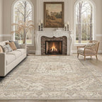 DCX Machine Washable Brown and Beige Area Rug 8x10, Non Slip Stain Resistant by DCXWashableRug