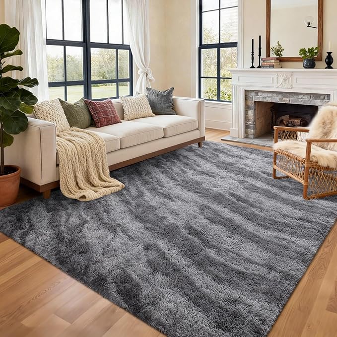 Area Rugs for Living Room, Tie-Dyed 5x7 Feet Soft Fluffy Shagg Plush Rug High by Cuzwlovita