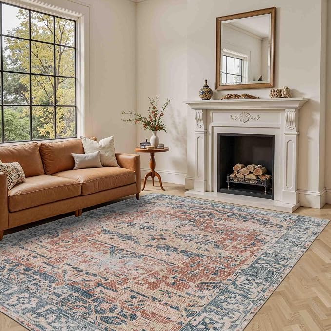Rugxara 6x9 Area Rugs for Living Room Bedroom, Large Washable Rug, Coral - Image 4