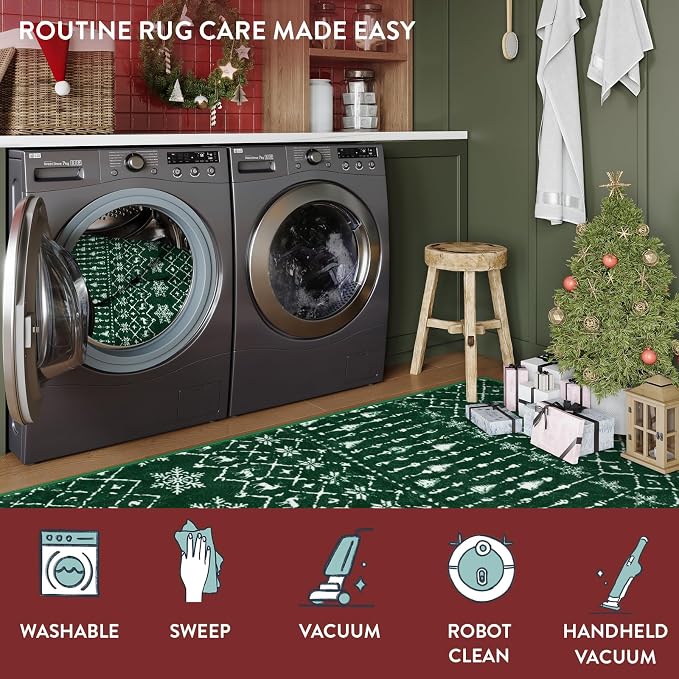 Lahome Christmas Runner Rug for Hallway 2x8 Non Slip Soft Long Kitchen Carpet - Image 6