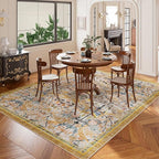 AMTOVO 9x12 Washable Area Rugs for Living Room, Non-Slip&Non-Shedding Floral - Image 2