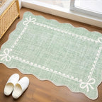 GarveeHome Scalloped Bow Rug for Kitchen Floor, Sage Green Rug for Dorm by GarveeHome