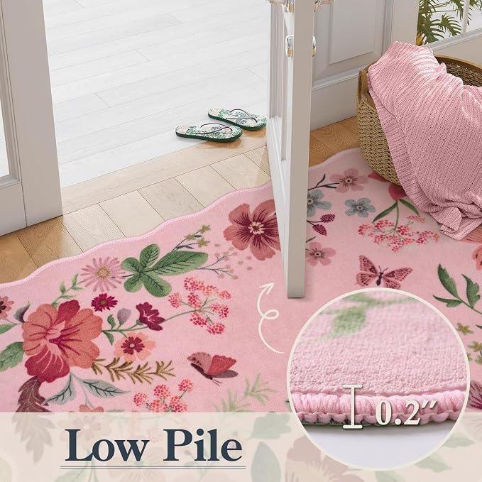 Lahome Floral Living Room Rugs, Non-Slip Washable Rugs Throw Boho Rug - Image 5