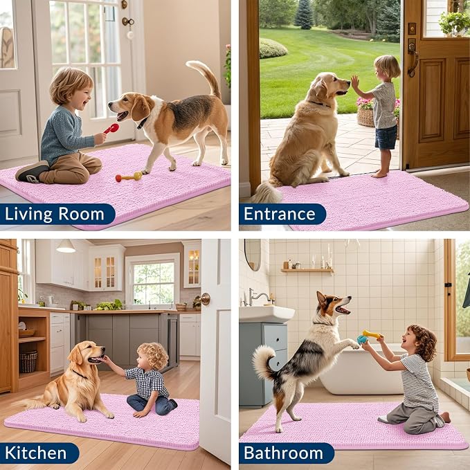 Smiry Dog Door Mat for Muddy Paws 47x24, Absorbent Dirt Trapper, Non-Slip - Image 7