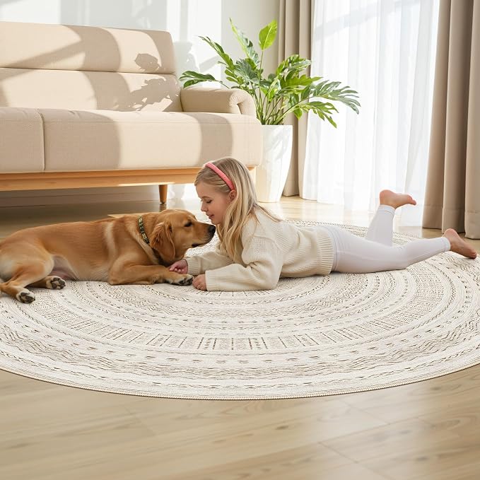 cotiled 6x6 Round Area Rugs Living Room Rug: Washable Boho Rugs - Image 7