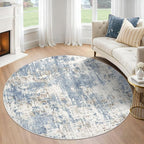 XLUEZ Round Rug 4ft for Bedroom, Washable Modern Abstract Circle Rug Neutral by XLUEZ