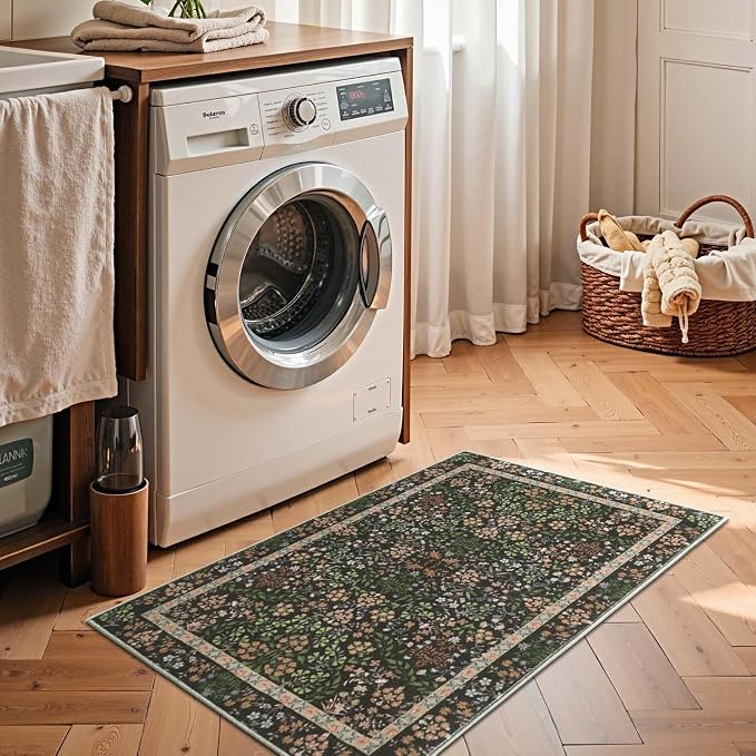 jinchan Zenith Floral 2x3 Rug for Entryway Kitchen Rug Washable Non-Slip - Image 4