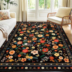 5x7 Area Rugs for Living Room Vacuum-Friendly Machine Washable Area Rug Flower by meejou