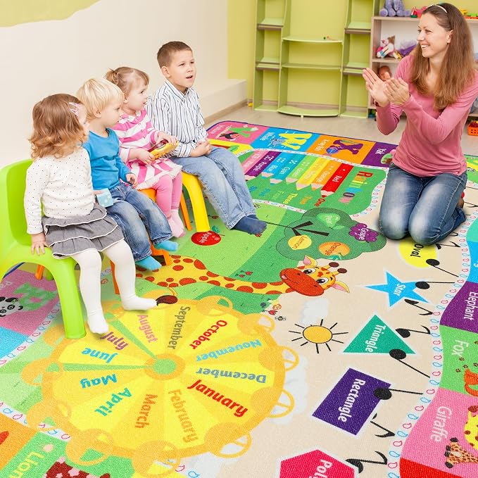 Kids Rugs for Playroom Classroom Bedroom, Educational and Fun Play Mat - Image 4