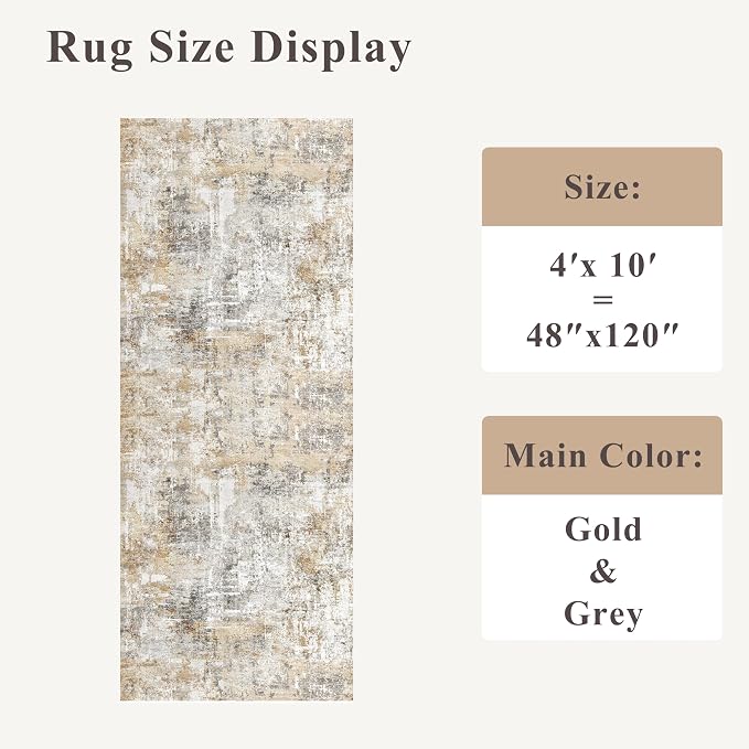 4x10 ft Extra Wide Hallway Rug – Non-Slip Washable Rubber-Backed Large Carpet - Image 2