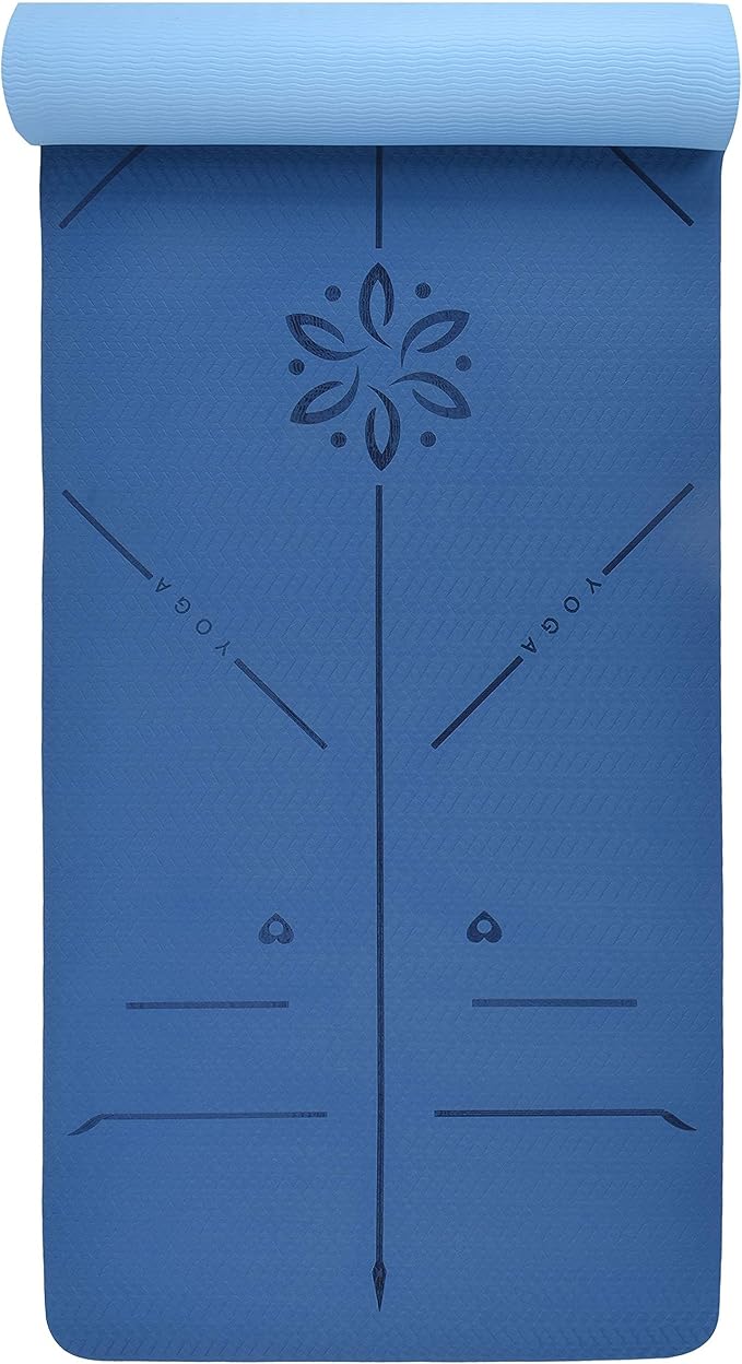 YOGATI® Yoga Mat with Strap with Alignment Lines. Home Workout Mat - Image 2