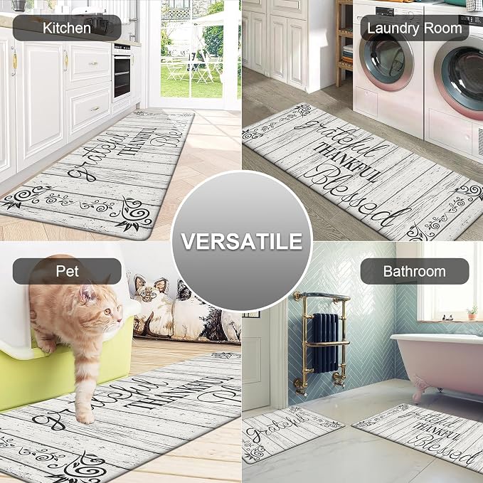 HEBE Anti Fatigue Kitchen Mat Set of 2 Non Slip Cushioned Kitchen Mats - Image 2