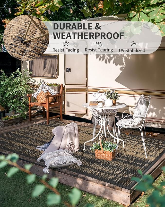 MontVoo Outdoor Rug Waterproof 6x9 ft Outdoor Carpet Patio Rug Mat Reversible - Image 7