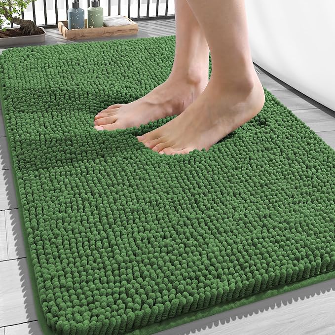 OLANLY Bathroom Rugs 34x21, Extra Soft Absorbent Chenille Bath Rugs, Rubber by OLANLY